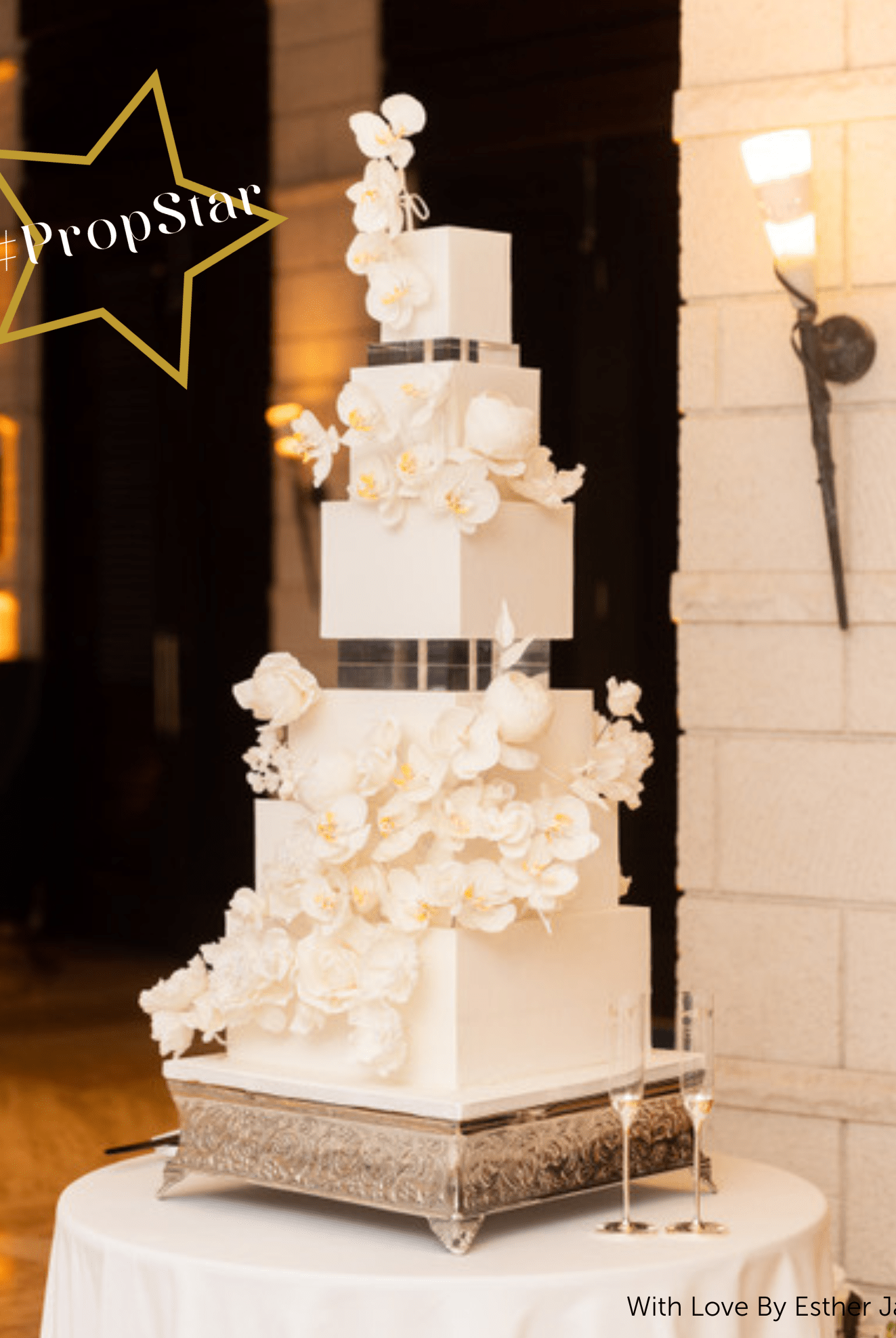 30mm Square Clear Ultra Polished Acrylic Cake Spacer - Prop Options