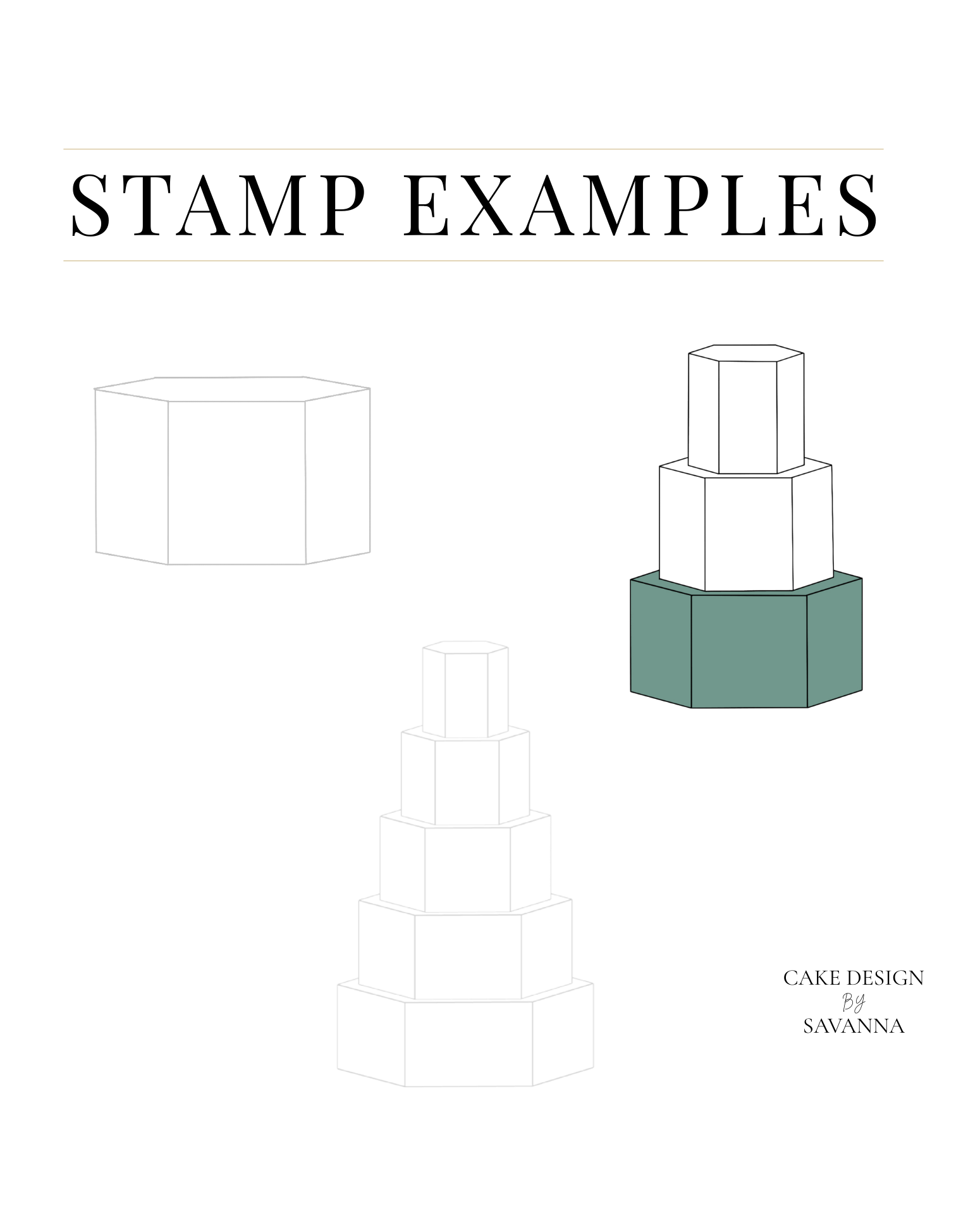 Hexagon cake tier Procreate stamp for digital cake sketching, preview 5 – Cake Design by Savanna