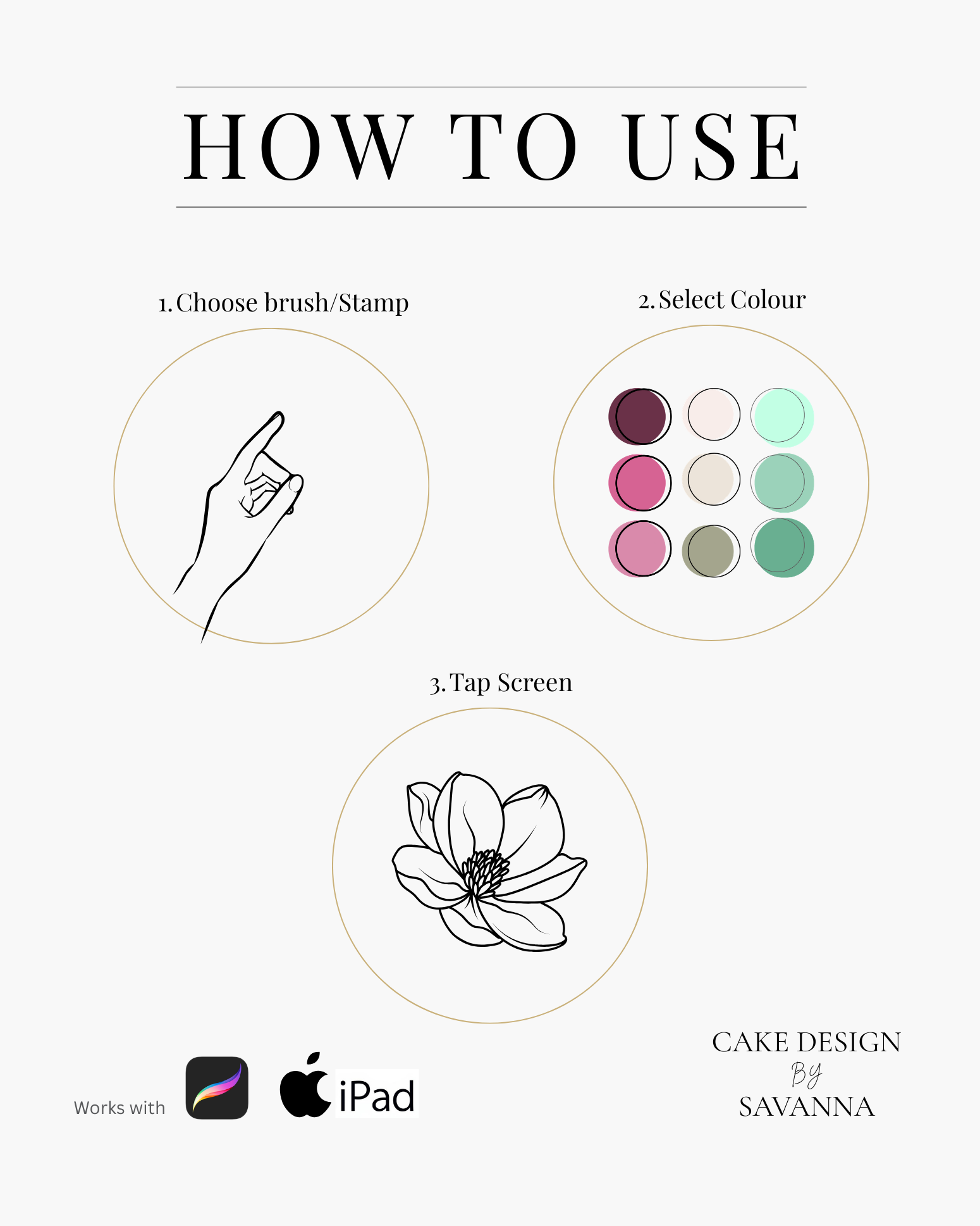 Hexagon cake tier Procreate stamp for digital cake sketching, preview 4 – Cake Design by Savanna