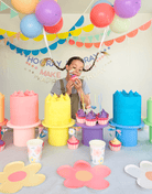 Birthday Bish Pastel Round Reeded Cake Stand - Prop Options