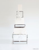 PropBundles - Set of Three - Square and Rectangle Metallic Cake Separators and 14" Plinth - Prop Options