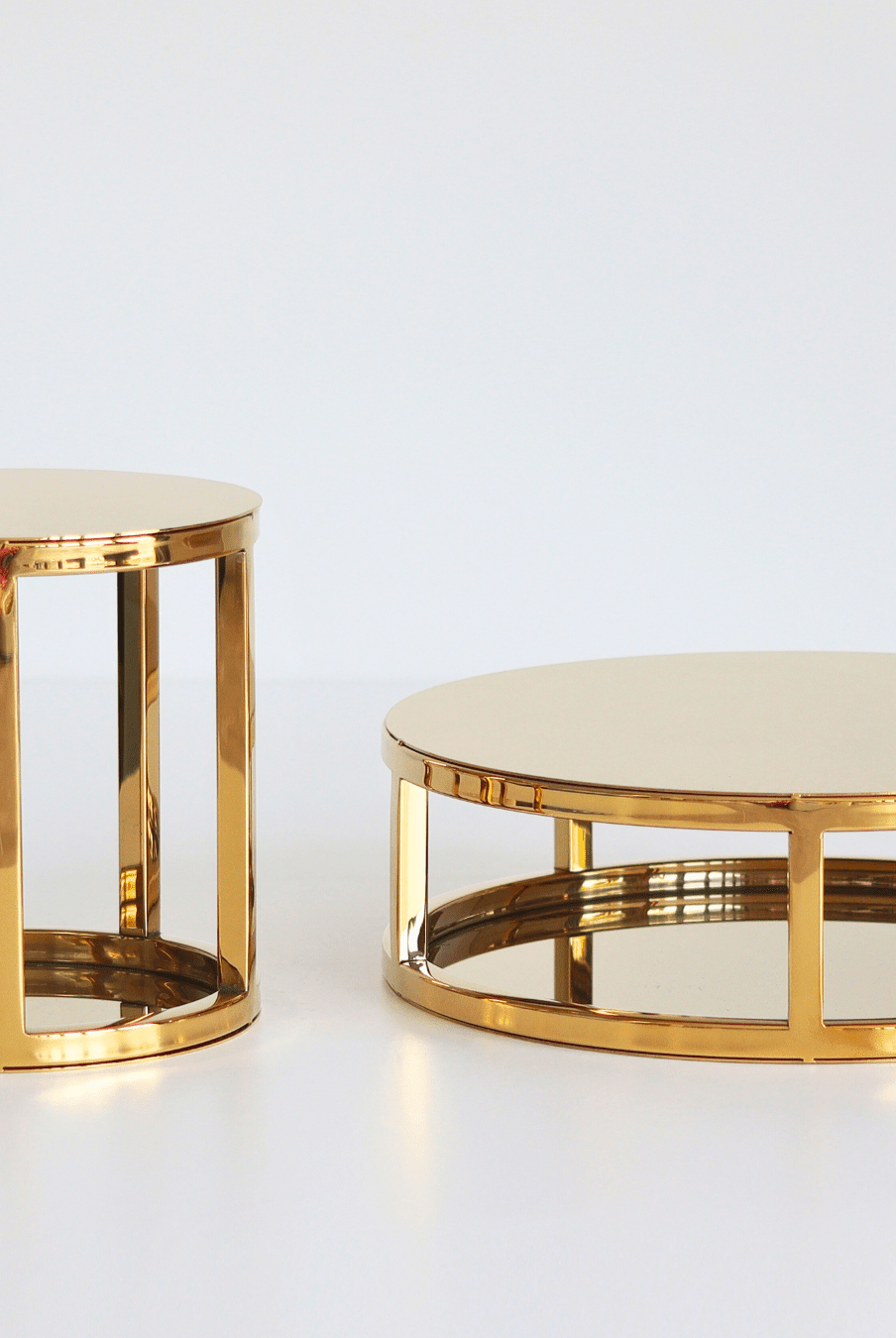 PropBundles - Set of Two - 6" & 10" Round Metallic Cake Separators and Stands - Prop Options