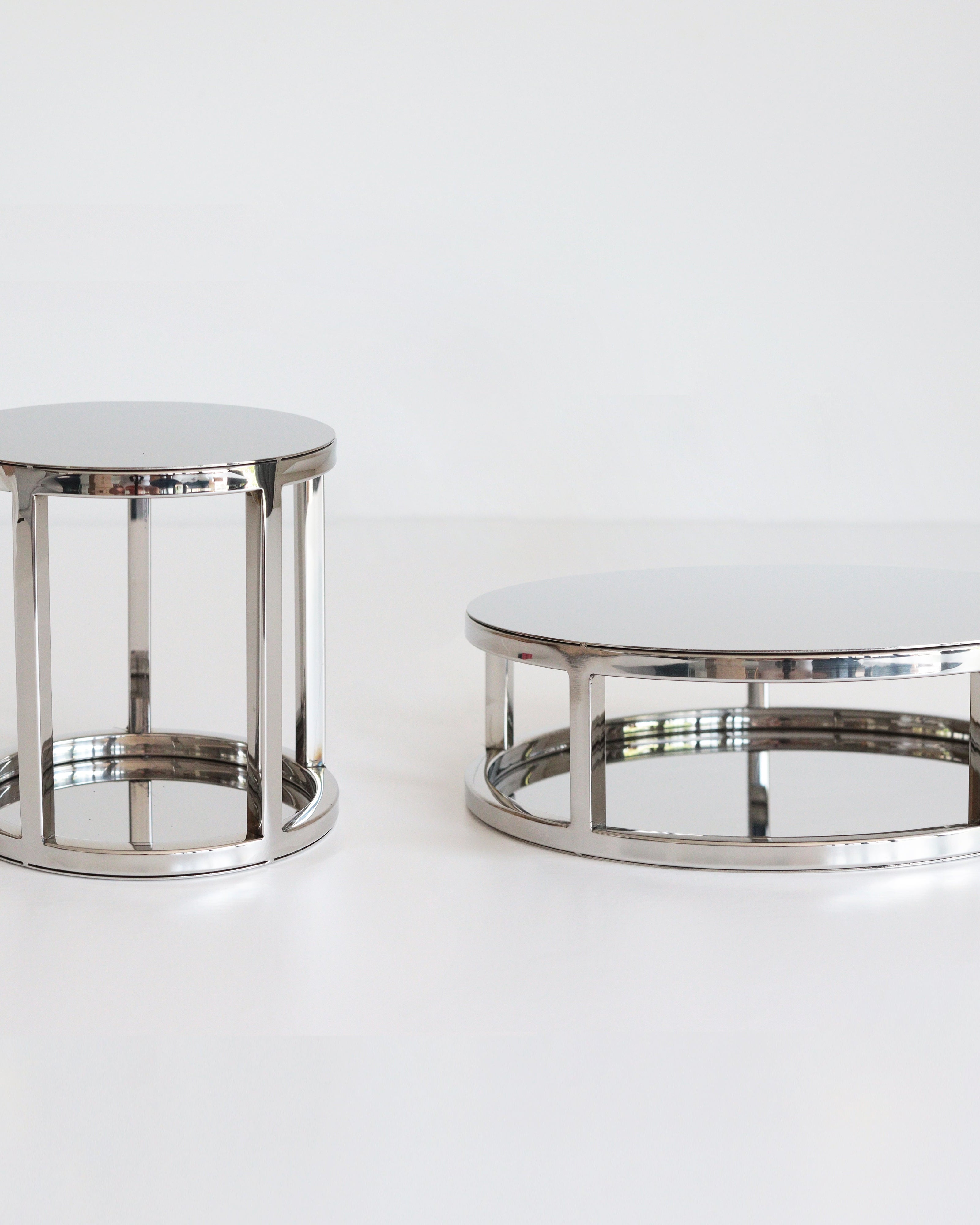 PropBundles - Set of Two - 6" & 10" Round Metallic Cake Separators and Stands - Prop Options
