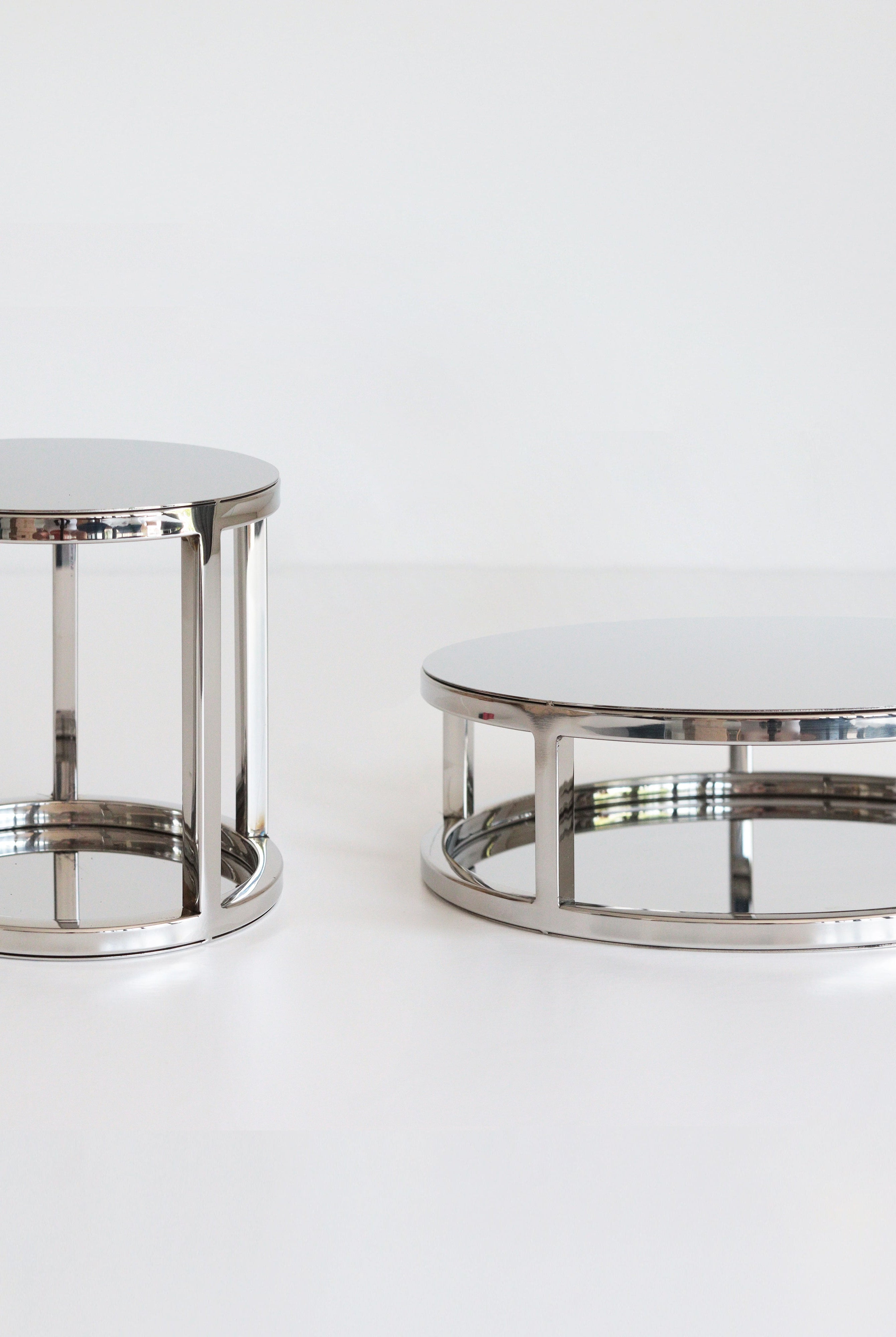 PropBundles - Set of Two - 6" & 10" Round Metallic Cake Separators and Stands - Prop Options