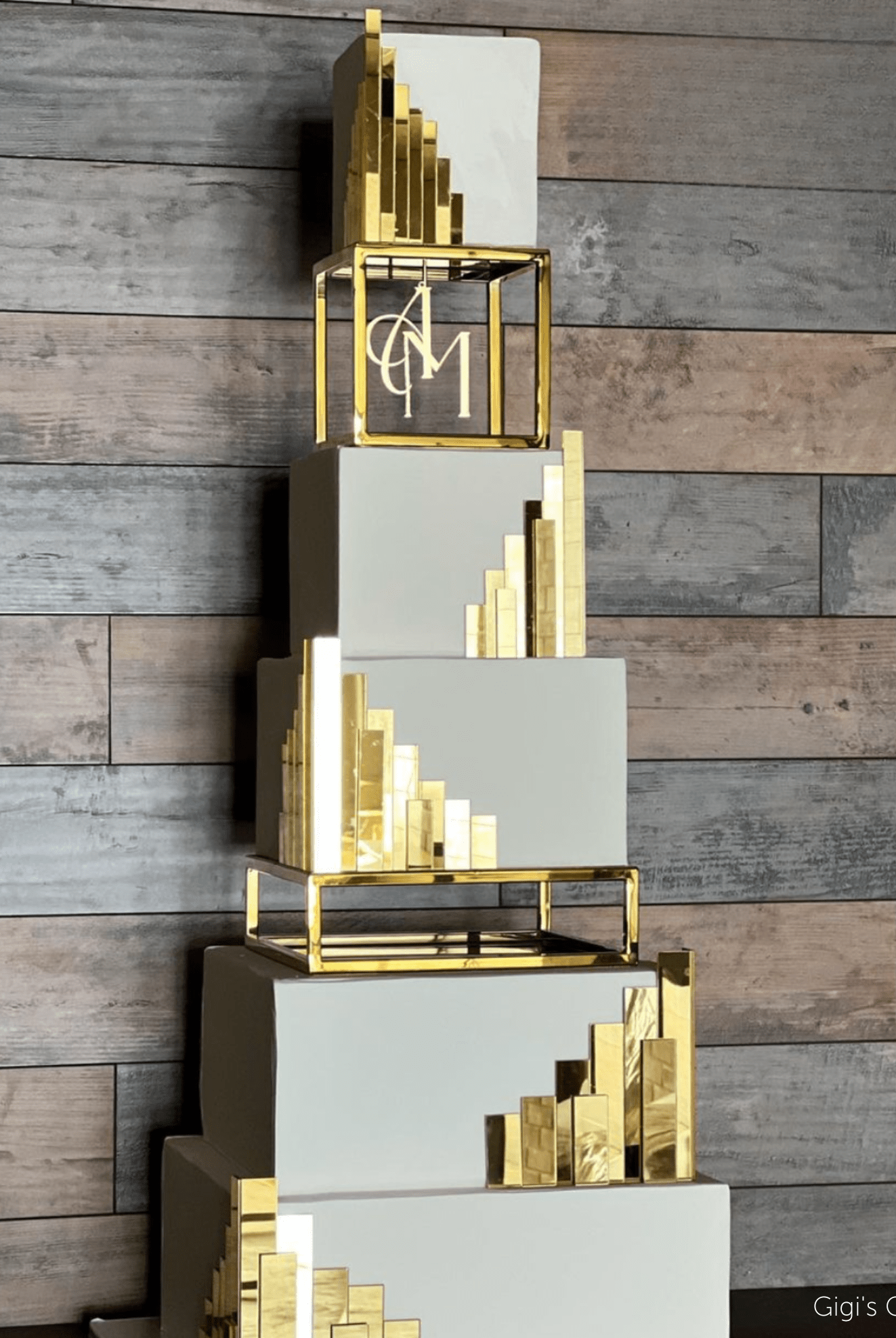 PropBundles - Set of Two - Square and Rectangle Metallic Cake Separators and Stands - Prop Options