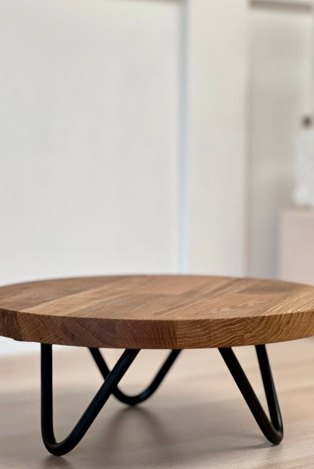 Black hairpin leg solid wood cake stand - 12" - 16" - Prop Options