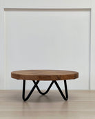 Black hairpin leg solid wood cake stand - 12" - 16" - Prop Options