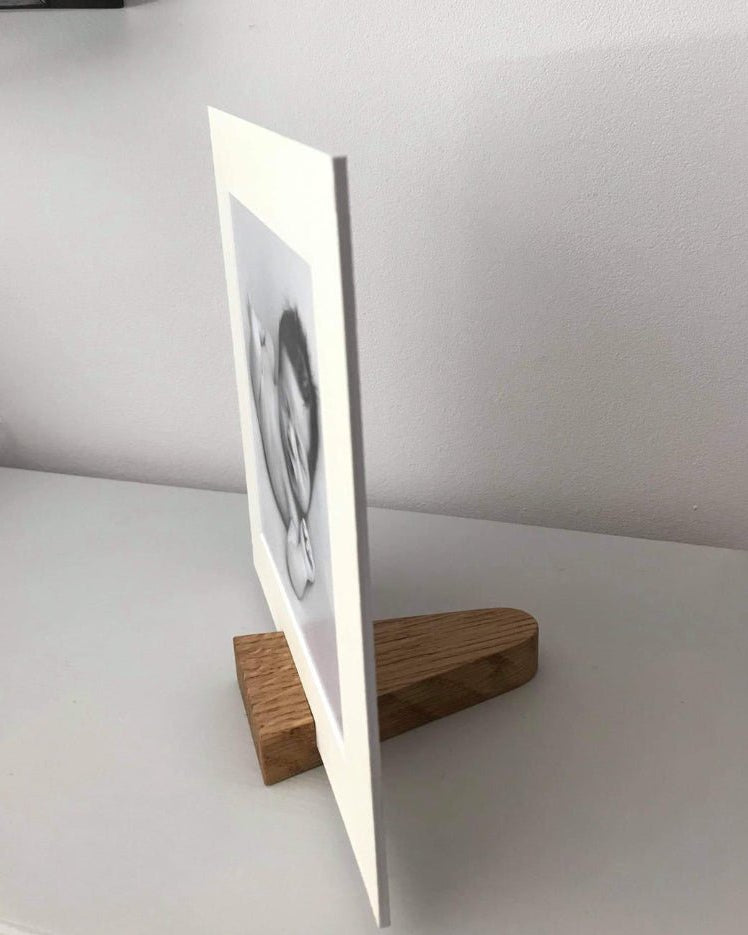Handcrafted Oak triangle photo stand - 5mm Groove - Prop Options