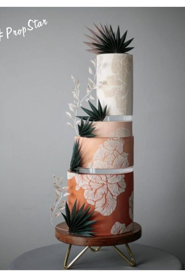 Signature Gold hairpin leg solid wood cake stand - 12" - 16" - Prop Options