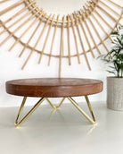Signature Gold hairpin leg solid wood cake stand - 12" - 16" - Prop Options