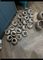 Hollow clay spheres made by Karen Wiltshire Ceramics with the Prop Options clay sphere split mould kit