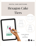 Digital Cake Sketching - Hexagon Cake Tier - Procreate Stamps - Prop Options