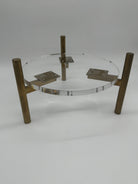 Outlet 15mm Ultra Polished Acrylic Stand with Antique Gold T-Bar Legs - 12" Diameter - Imperfect - Prop Options