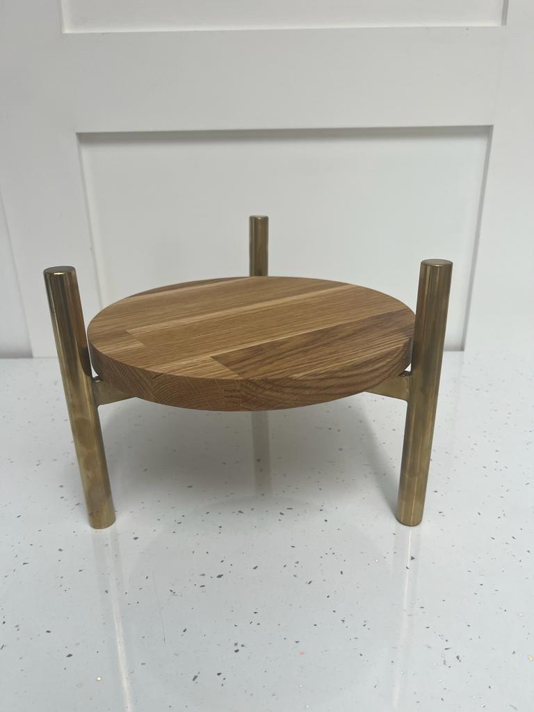 Outlet Signature Oak Stand with Antique Gold T Bar Legs - Clearance Deal - Prop Options