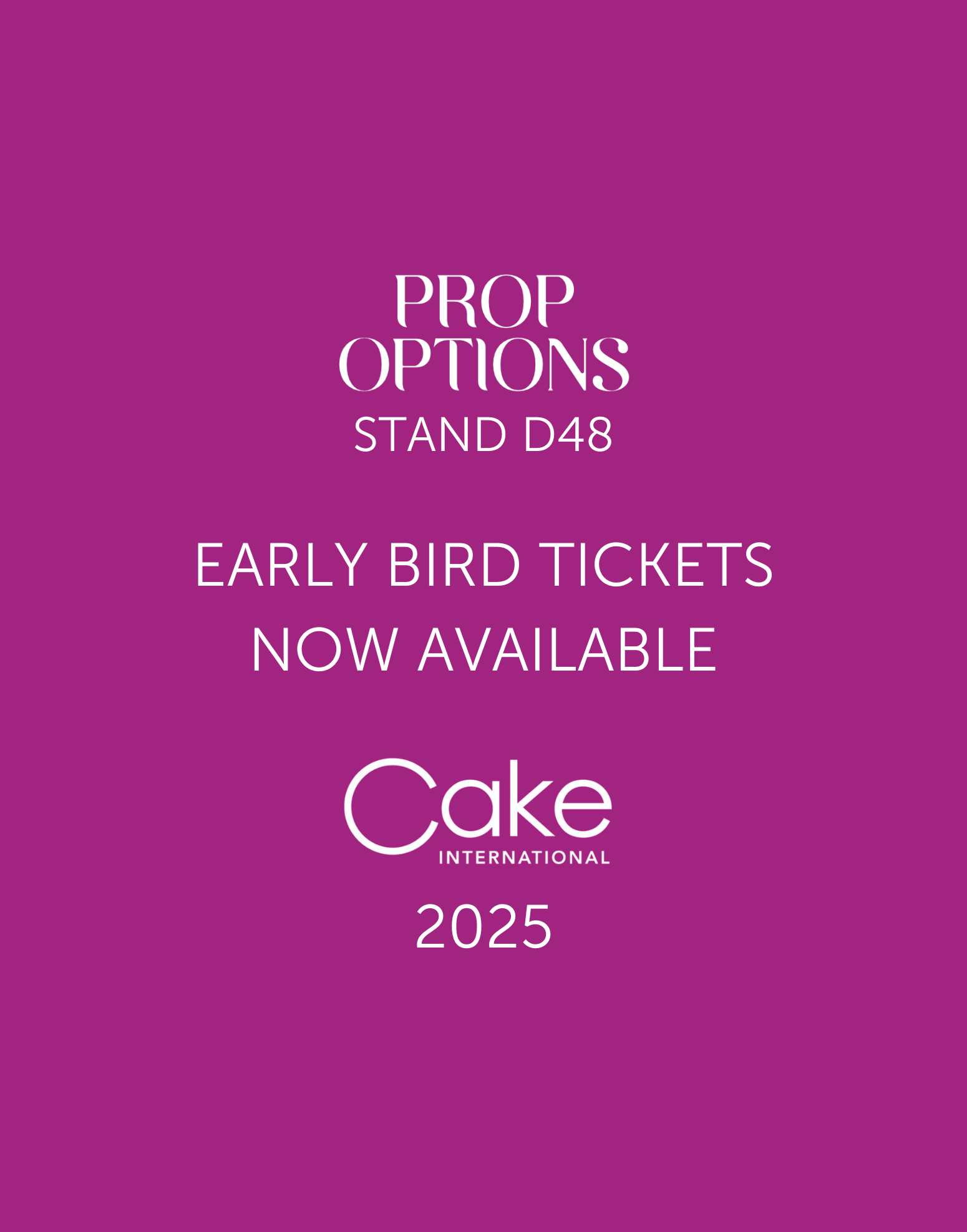 Cake International Tickets - Prop Options