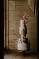 Shop The Look - Stone-effect wedding cake by Wilde Cake Studio on a dark Scandinavian Birch Cone cake stand - Prop Options